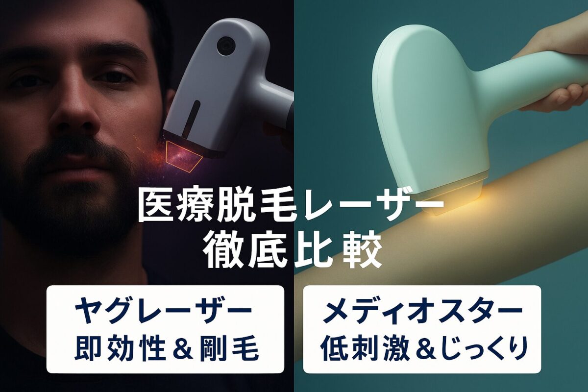 ヤグレーザー（熱破壊式）vsメディオスター（蓄熱）髭脱毛に最適なのはどっち！